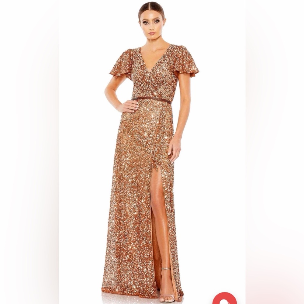 Mac Duggal Bronze Sequin Maxi Dress